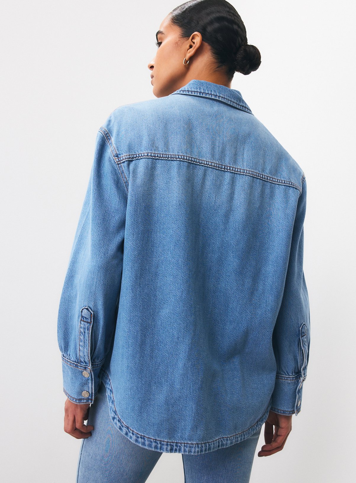 Mid Wash Denim Relaxed Shirt 12 - Image 4 thumbnail